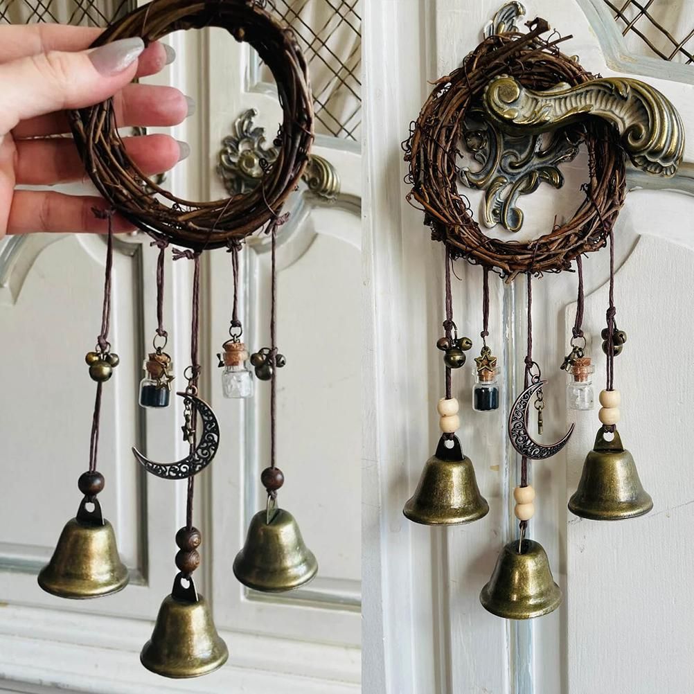 Witch Wind Chimes Wreath Handmade Witch Bells Protection Door Hangers Hanging Witch Bells Wind Chimes for Home Door - Image 6