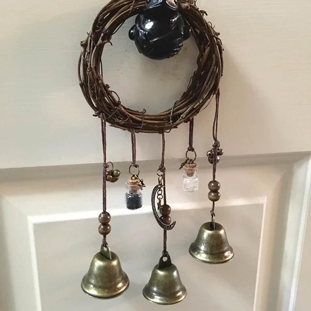 Witch Wind Chimes Wreath Handmade Witch Bells Protection Door Hangers Hanging Witch Bells Wind Chimes for Home Door - Image 7