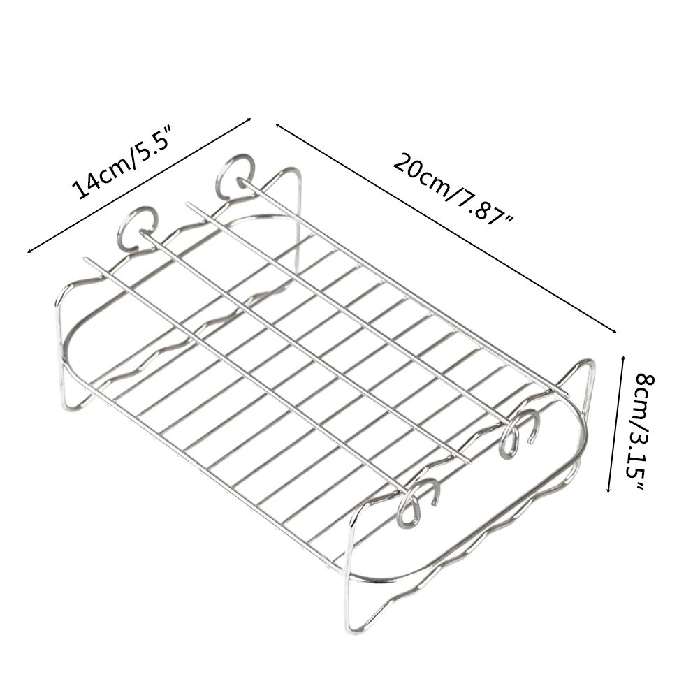 2Pcs Air Fryer Rack 304 Stainless Steel Dehydrator Rack with 4 Barbecue Sticks for 8QT Dual Basket Air Fryer - Image 2