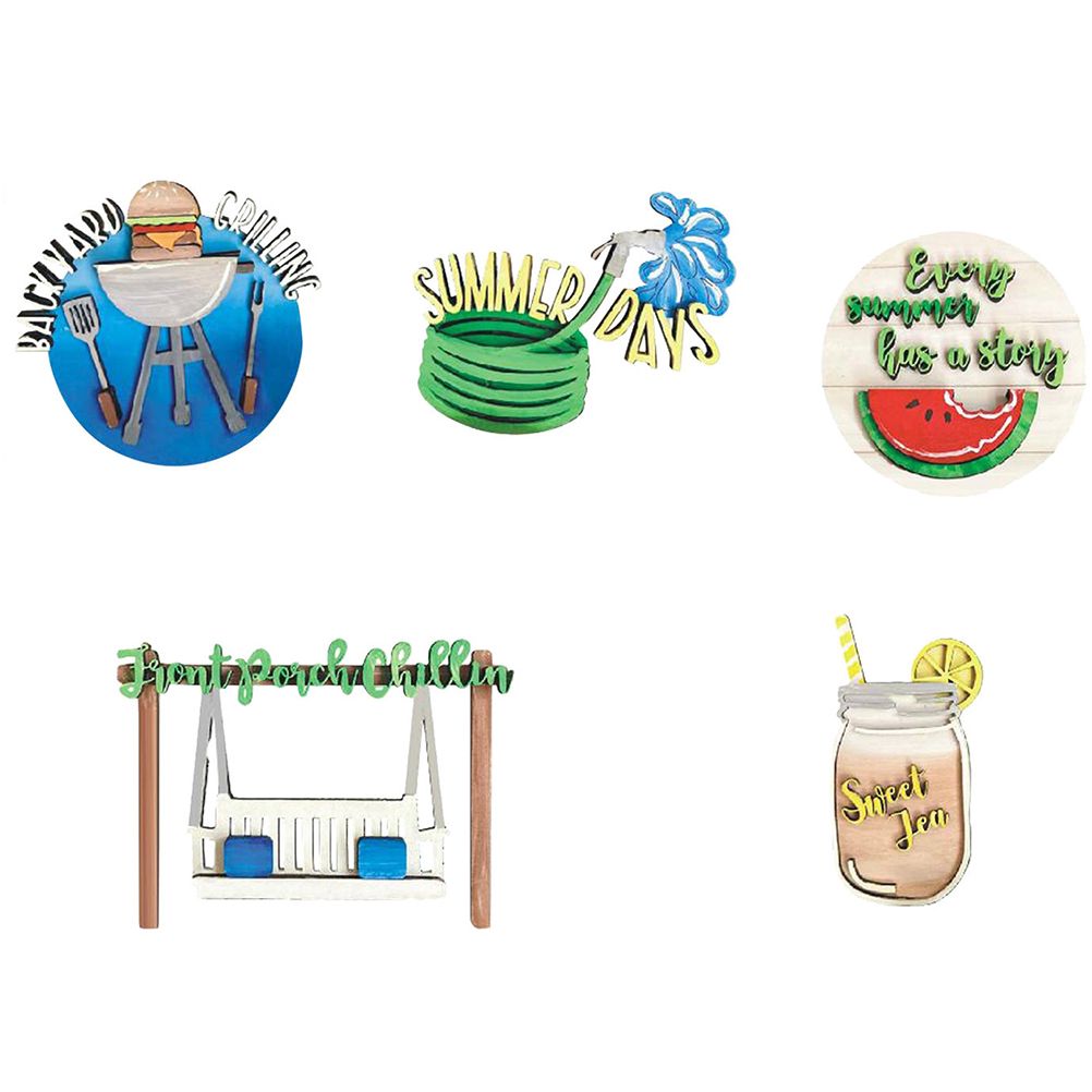 Summer Tiered Tray Decor Set Farmhouse Wood Tiered Tray Decor Items Summer Theme Mini Wooden Signs Home Kitchen Decorations - Image 1