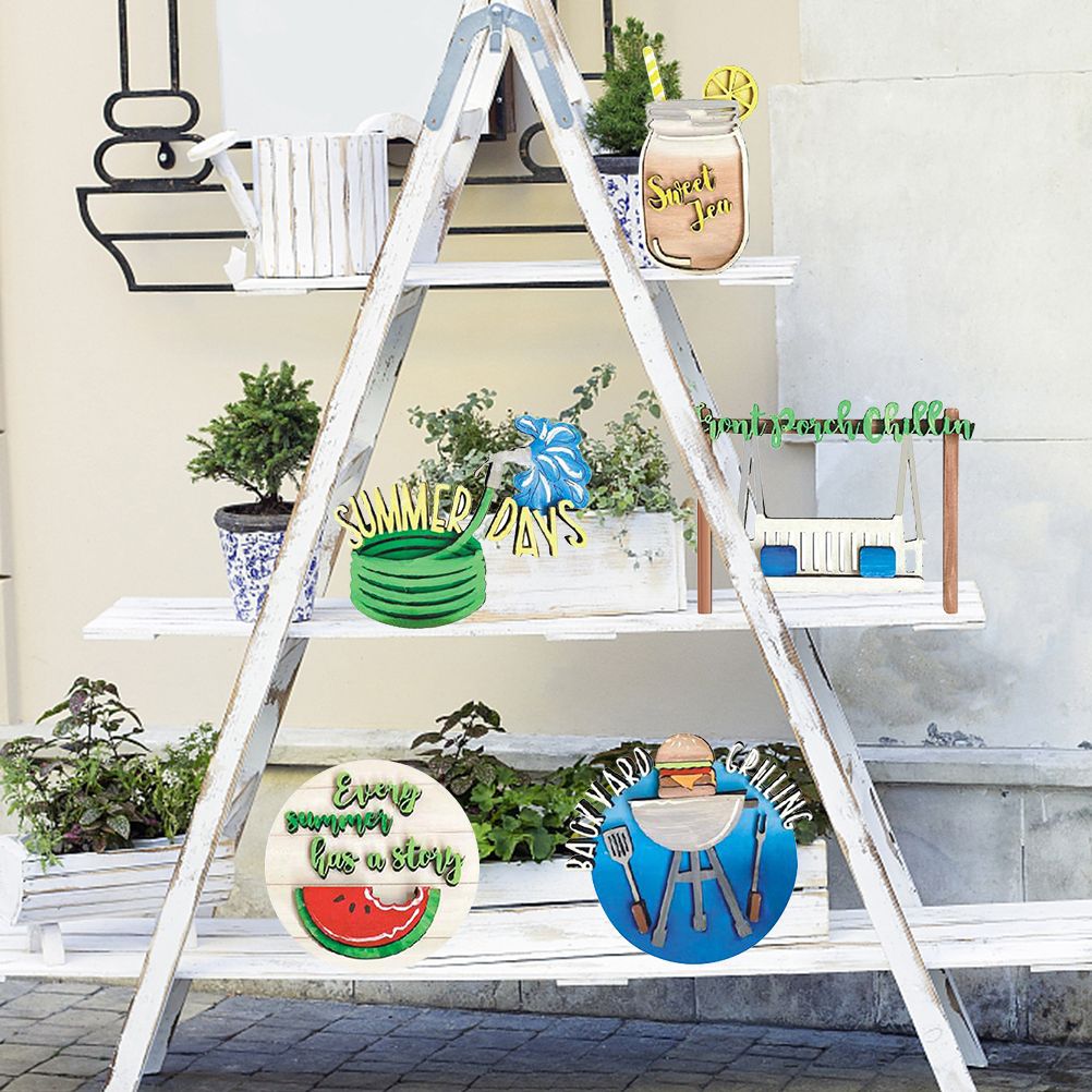 Summer Tiered Tray Decor Set Farmhouse Wood Tiered Tray Decor Items Summer Theme Mini Wooden Signs Home Kitchen Decorations - Image 5