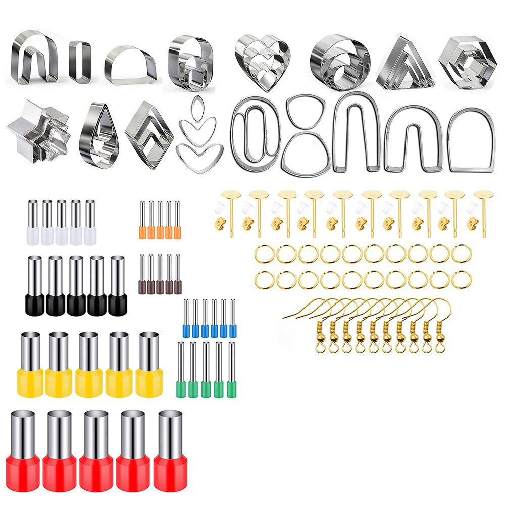 Polymer Clay Cutters DIY Clay Cutters Shapes for Polymer Jewelry Making with Earring Cards Hooks DIY Plastic Bags - Image 1