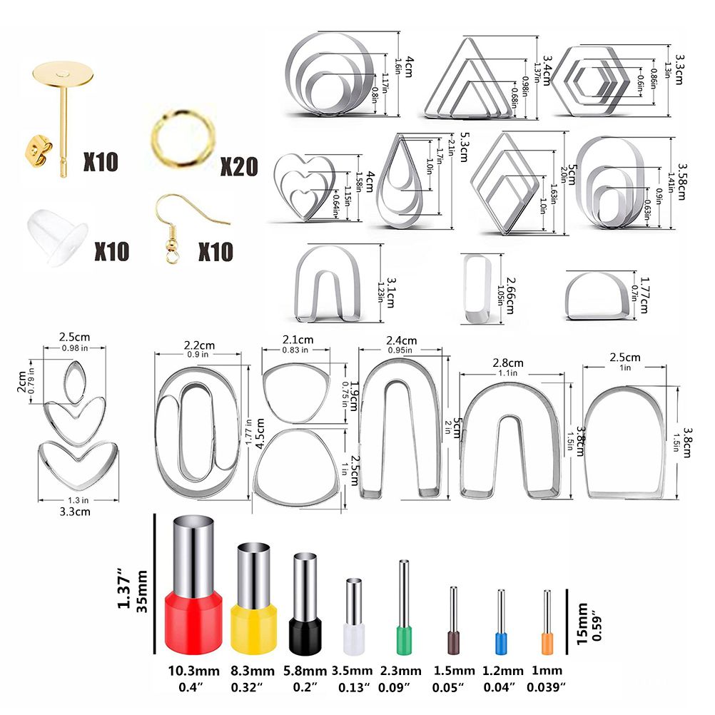 Polymer Clay Cutters DIY Clay Cutters Shapes for Polymer Jewelry Making with Earring Cards Hooks DIY Plastic Bags - Image 2