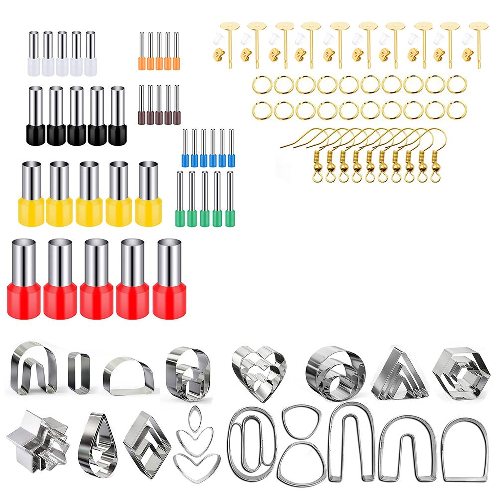 Polymer Clay Cutters DIY Clay Cutters Shapes for Polymer Jewelry Making with Earring Cards Hooks DIY Plastic Bags - Image 3