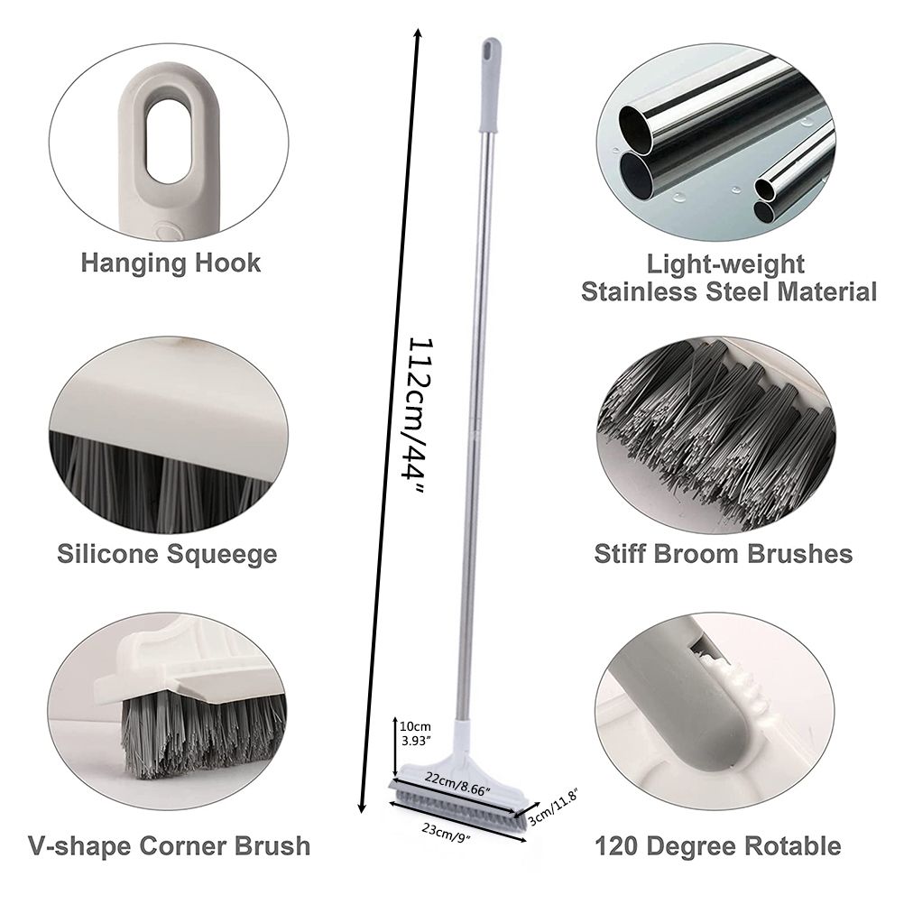 Floor Scrub Brush with Detachable Long Handle 120° Rotating Shower Floor Scrubber Household Cleaning Brush for Bathroom Kitchen - Image 3