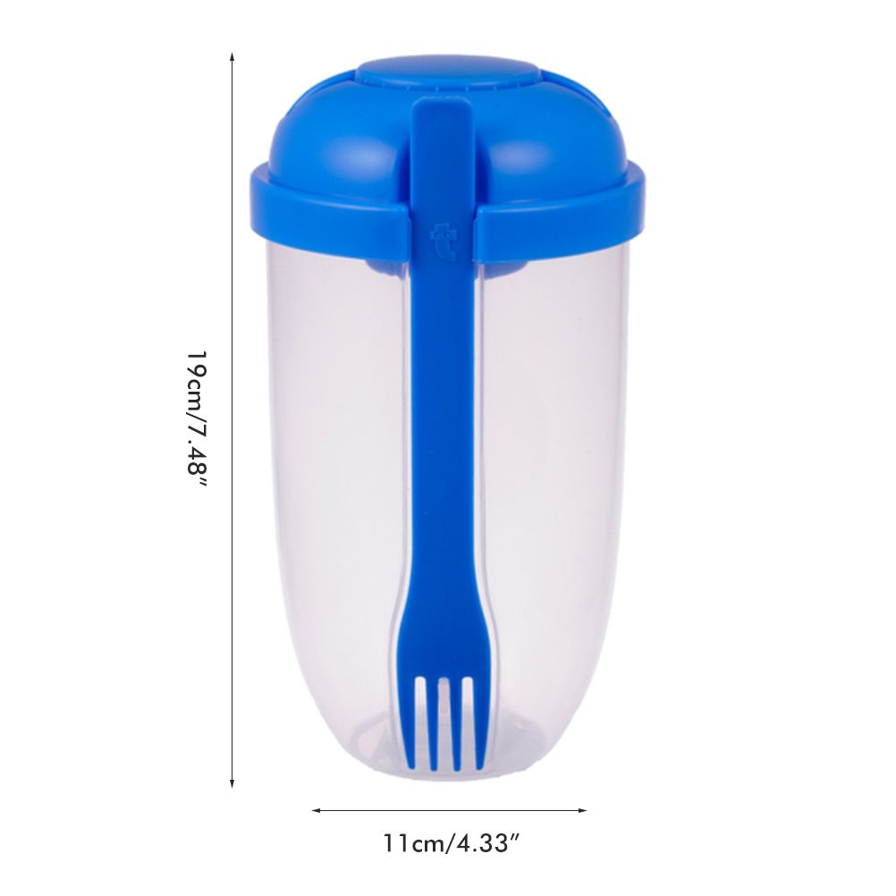 Fresh Salad Container Serving Cup with Dressing Container Fork Portable Plastic Food Storage Bottle for Picnic Lunch - Image 2