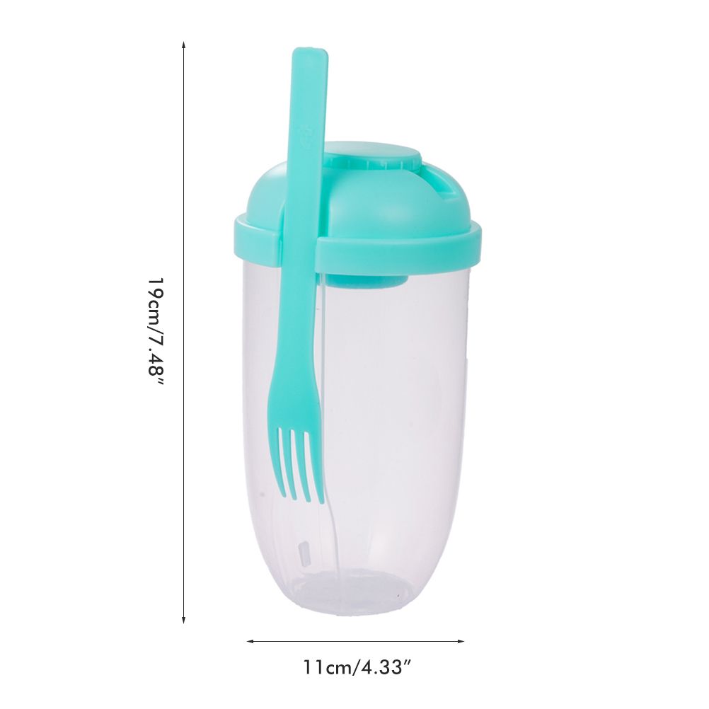 Fresh Salad Container Serving Cup with Dressing Container Fork Portable Plastic Food Storage Bottle for Picnic Lunch - Image 2