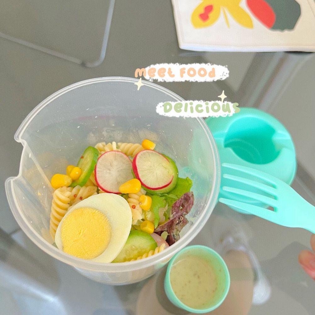 Fresh Salad Container Serving Cup with Dressing Container Fork Portable Plastic Food Storage Bottle for Picnic Lunch - Image 8