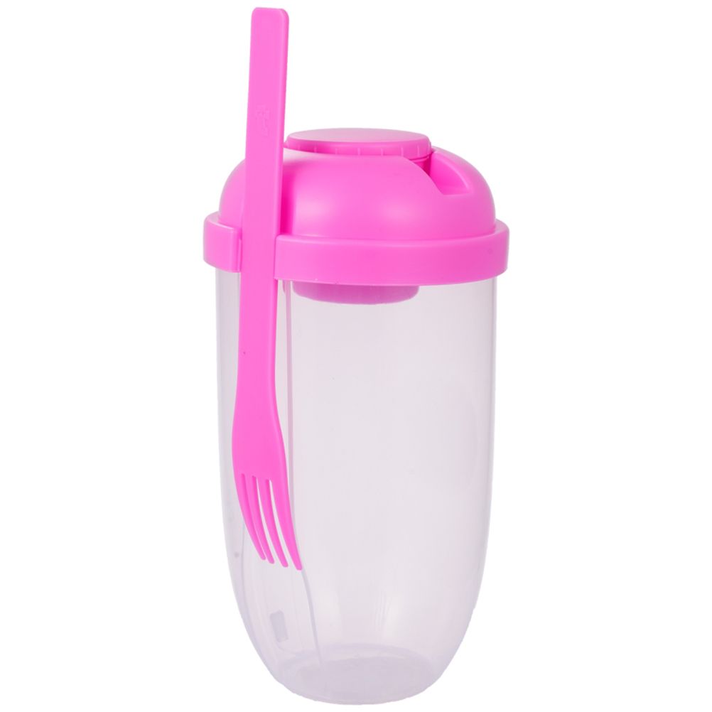 Fresh Salad Container Serving Cup with Dressing Container Fork Portable Plastic Food Storage Bottle for Picnic Lunch - Image 1