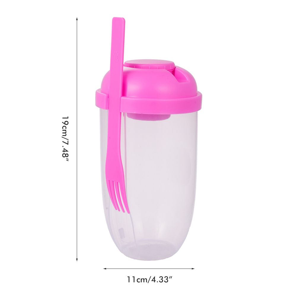 Fresh Salad Container Serving Cup with Dressing Container Fork Portable Plastic Food Storage Bottle for Picnic Lunch - Image 2