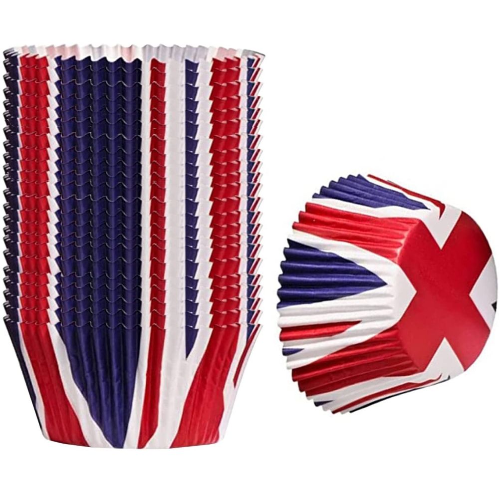 200Pcs Union Jack Mini Paper Baking Cups Cupcake Liners Cupcake Wrappers for Queen Platinum Jubilee Party Supplies Decorations - Image 1