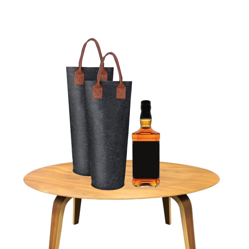 Single Bottle Wine Tote Bag Portable Felt Insulated Padded Thermal Wine Carrier Bag Wine Cooler for Travel Picnic Beach Wine Gifts - Image 5