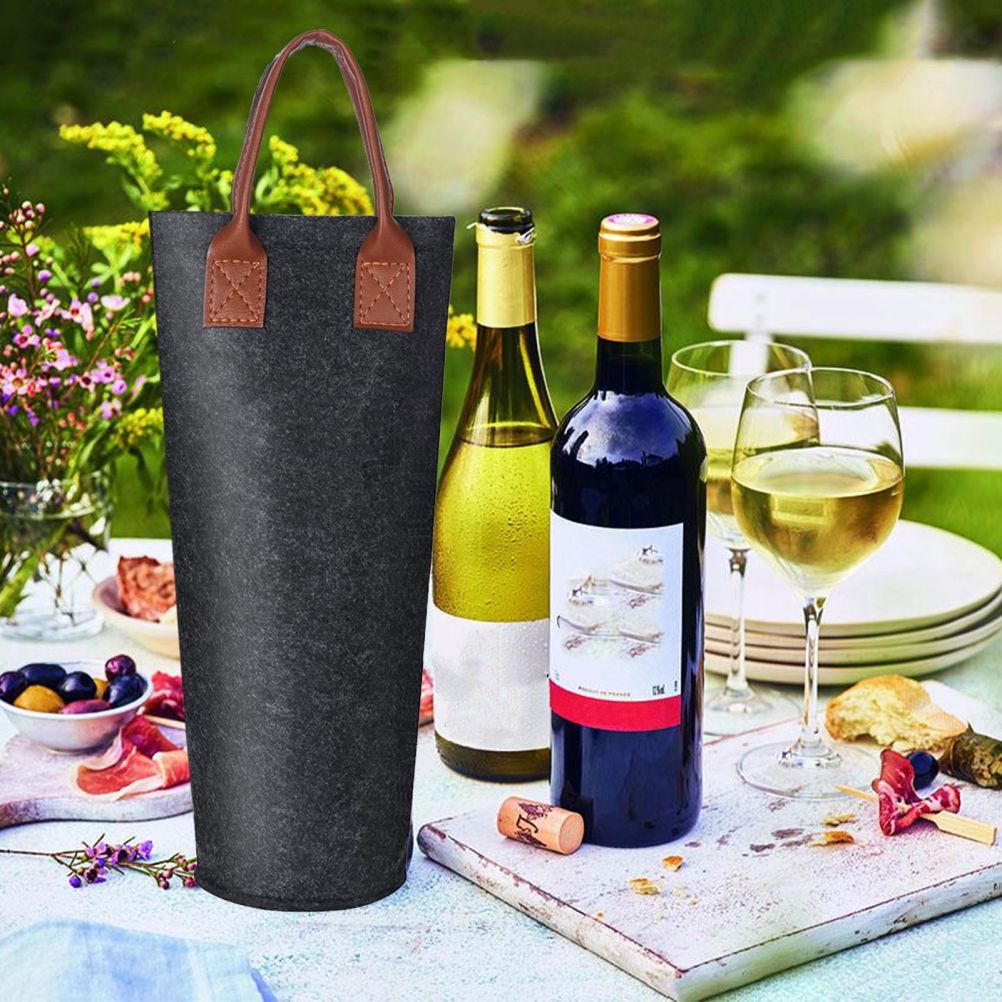 Single Bottle Wine Tote Bag Portable Felt Insulated Padded Thermal Wine Carrier Bag Wine Cooler for Travel Picnic Beach Wine Gifts - Image 8