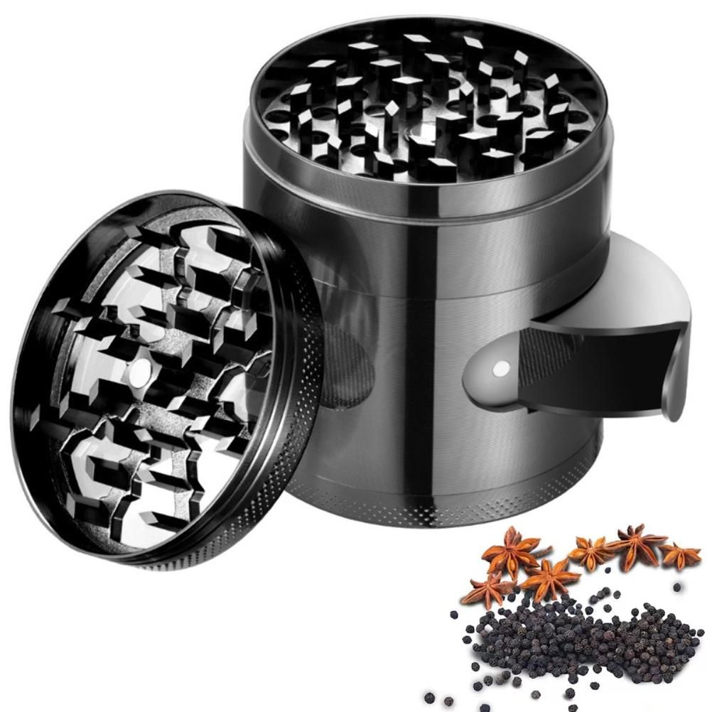 4 Layer 60mm Herb Grinder Zinc Alloy Spice Grass Mill Grinders with Magnetic Lid - Image 1