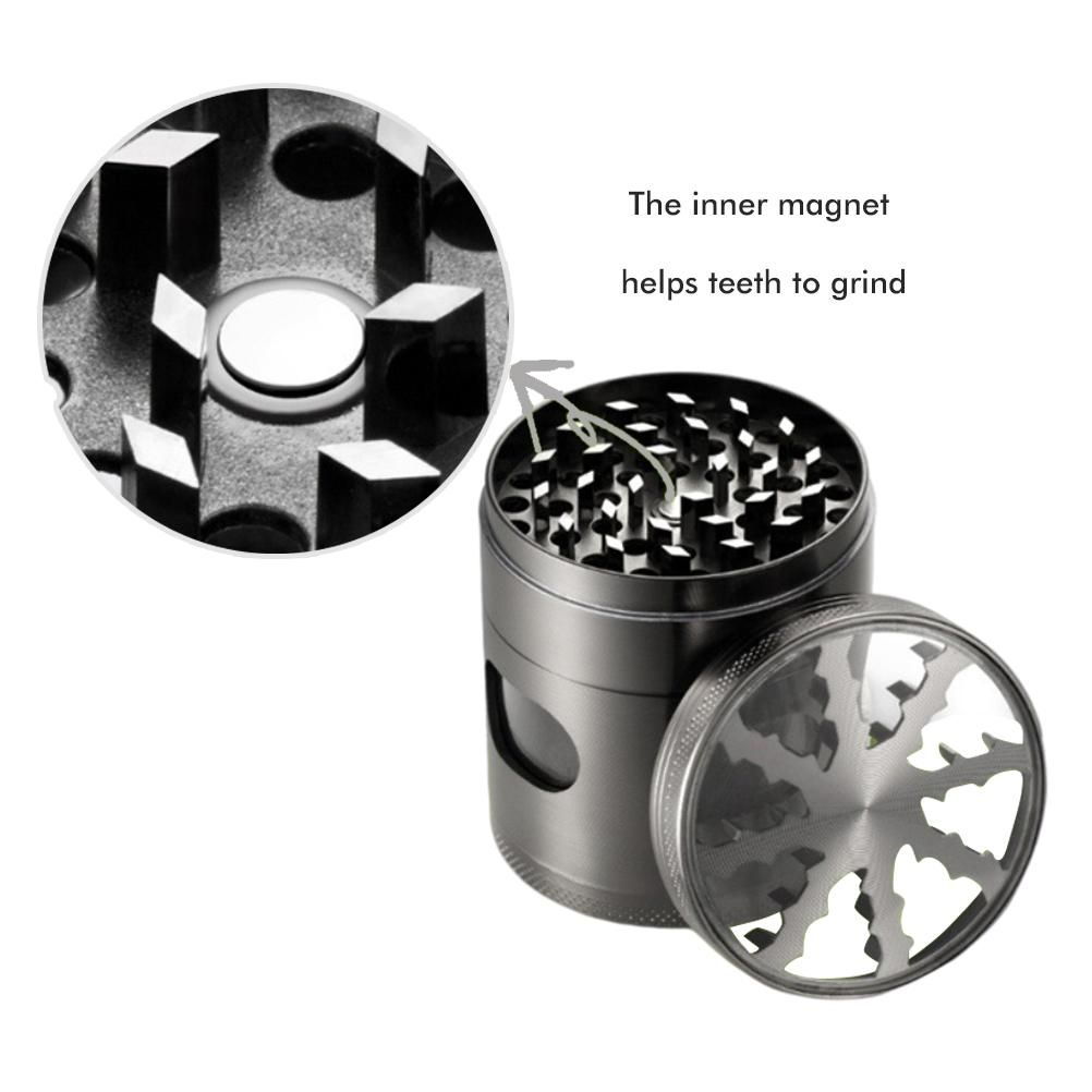 4 Layer 60mm Herb Grinder Zinc Alloy Spice Grass Mill Grinders with Magnetic Lid - Image 3