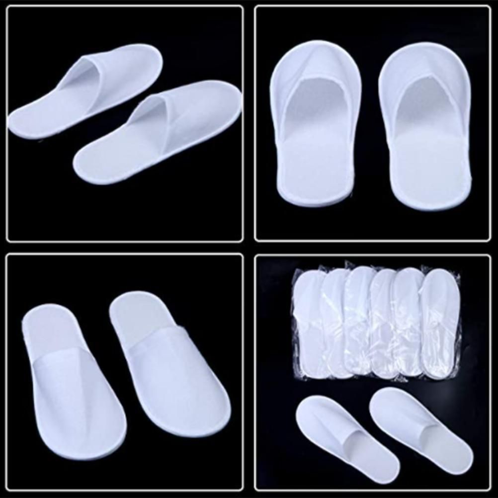 1 Pair Fleece Slippers Portable Washable One Time Non Slip Thick Home Slippers for Family Spa Guests Hotels Travel - Image 6