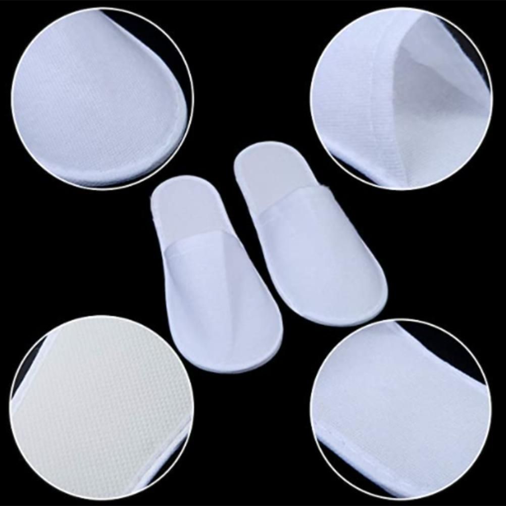 1 Pair Fleece Slippers Portable Washable One Time Non Slip Thick Home Slippers for Family Spa Guests Hotels Travel - Image 7