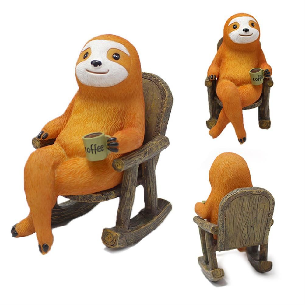 Animal Figurine Sloth on Rocking Chair Resin Miniature Ornament Flower Pot Desktop Garden Home Decoration Resin Crafts - Image 1