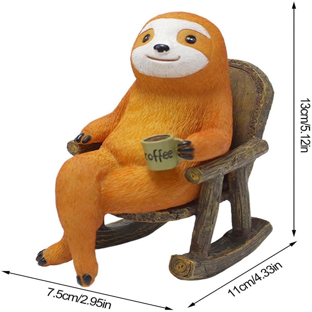 Animal Figurine Sloth on Rocking Chair Resin Miniature Ornament Flower Pot Desktop Garden Home Decoration Resin Crafts - Image 2