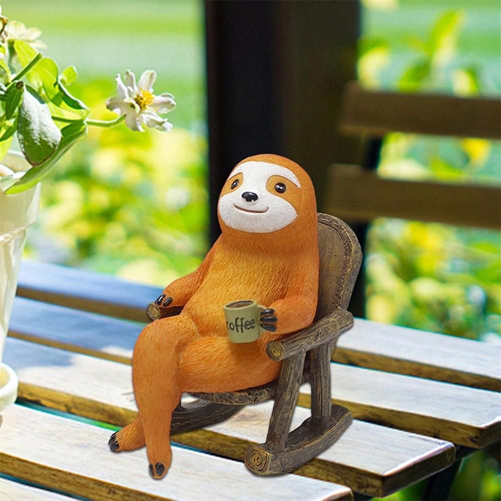 Animal Figurine Sloth on Rocking Chair Resin Miniature Ornament Flower Pot Desktop Garden Home Decoration Resin Crafts - Image 3