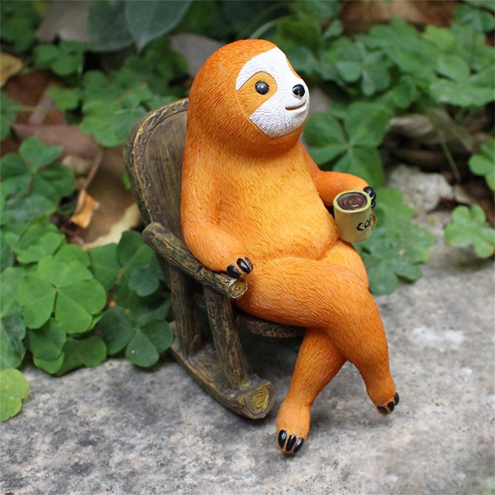 Animal Figurine Sloth on Rocking Chair Resin Miniature Ornament Flower Pot Desktop Garden Home Decoration Resin Crafts - Image 6