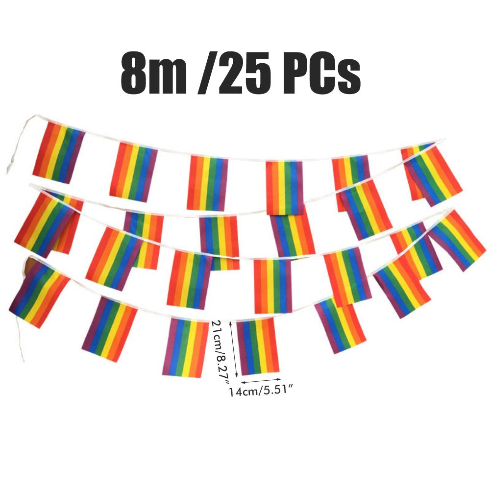 Rainbow Flag LGBT Pride String Flag Hanging Gay Lesbian Banners Bunting Flags Small Rainbow Flag Parade Festival Party Decorations - Image 2
