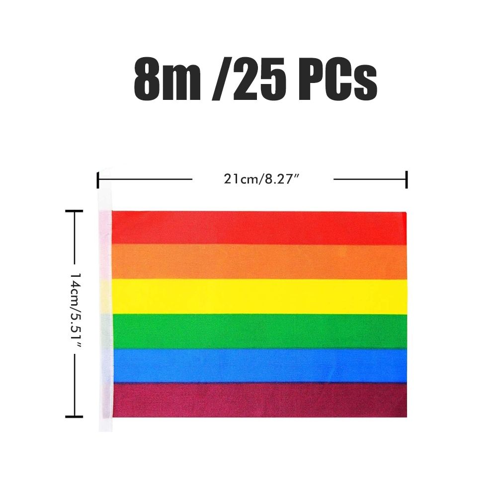 Rainbow Flag LGBT Pride String Flag Hanging Gay Lesbian Banners Bunting Flags Small Rainbow Flag Parade Festival Party Decorations - Image 3
