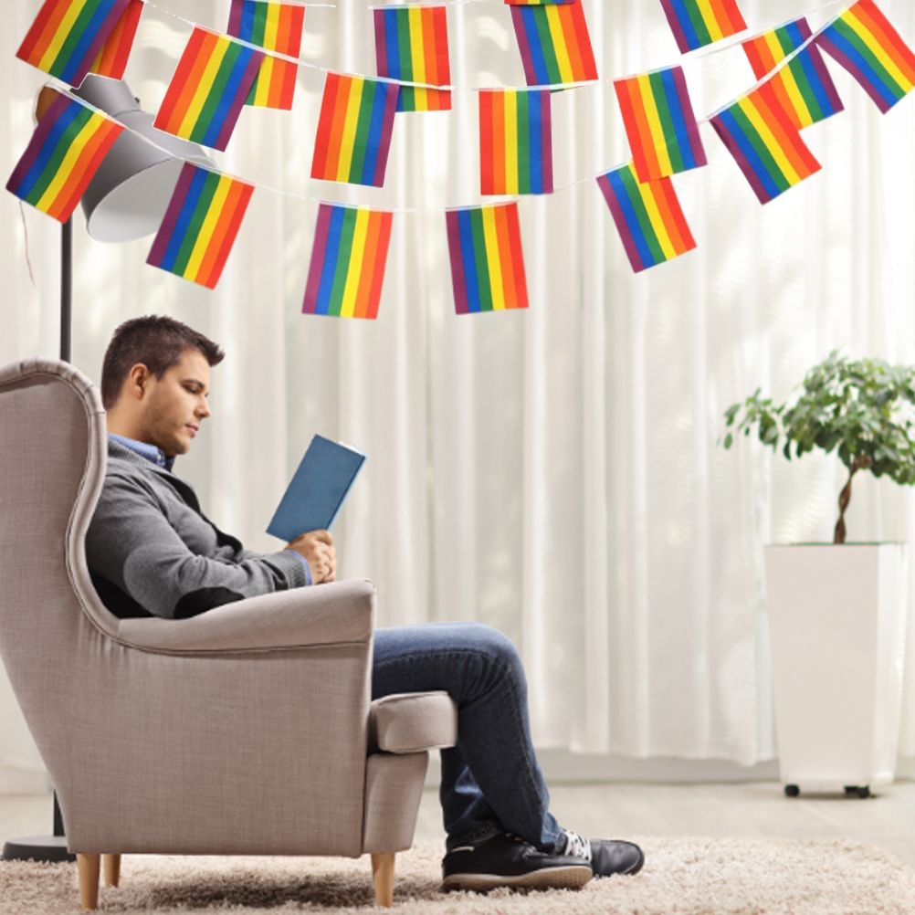 Rainbow Flag LGBT Pride String Flag Hanging Gay Lesbian Banners Bunting Flags Small Rainbow Flag Parade Festival Party Decorations - Image 5