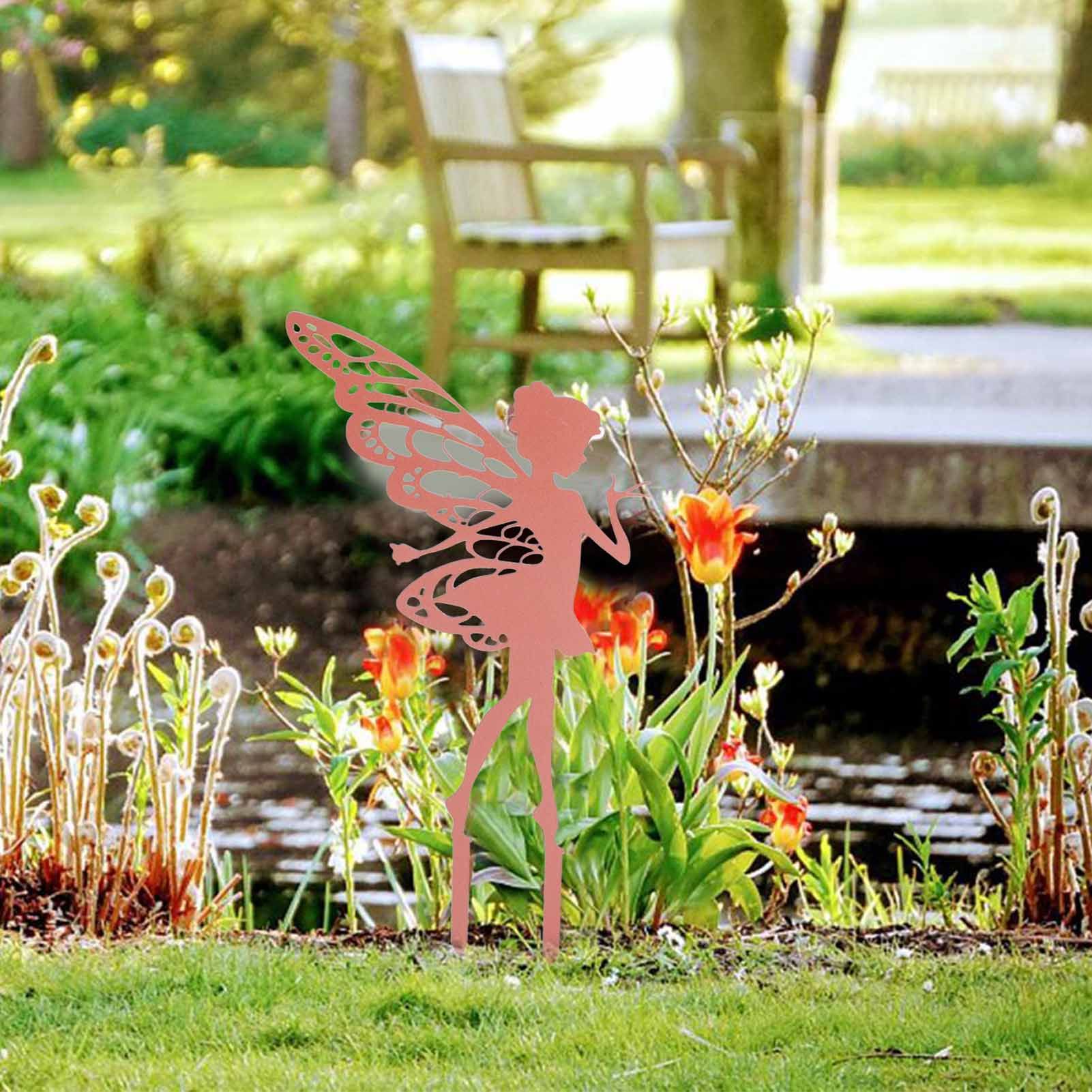 Decorative Garden Stakes Fairy Silhouette Metal Yard Stakes Arts Outdoor Garden Decor Spring Decor - Image 5