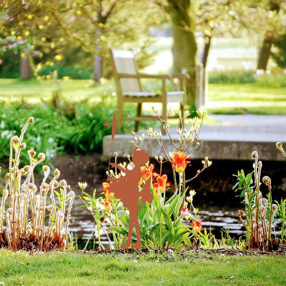 Decorative Garden Stakes Fairy Silhouette Metal Yard Stakes Arts Outdoor Garden Decor Spring Decor - Image 3