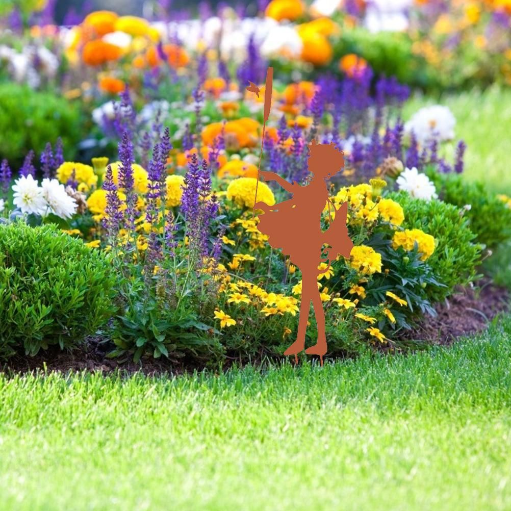 Decorative Garden Stakes Fairy Silhouette Metal Yard Stakes Arts Outdoor Garden Decor Spring Decor - Image 4