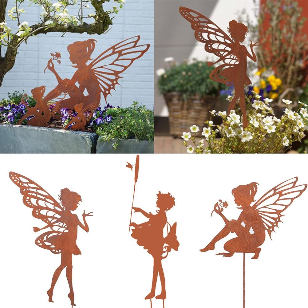 Decorative Garden Stakes Fairy Silhouette Metal Yard Stakes Arts Outdoor Garden Decor Spring Decor - Image 5