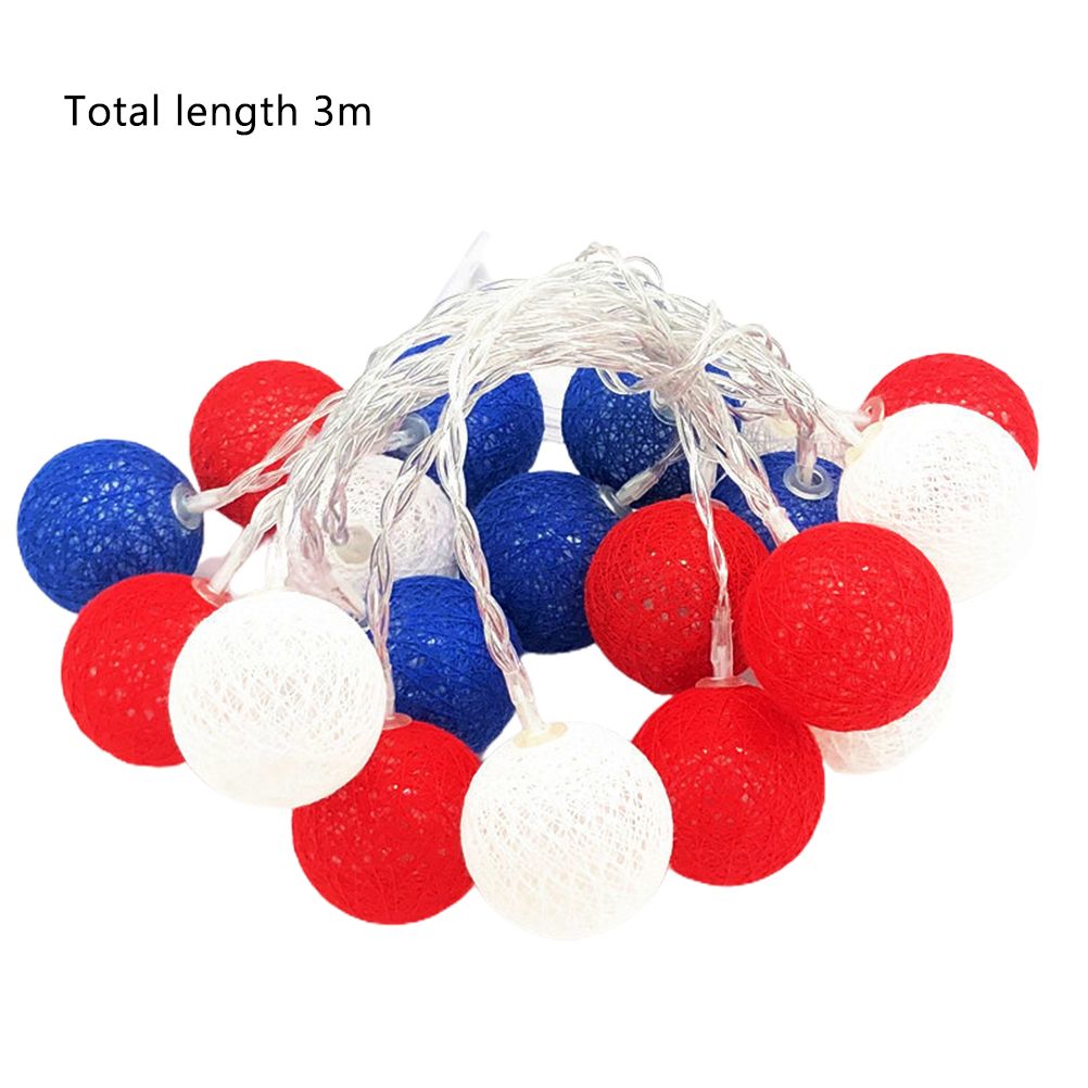 4th of July Decoration Lights 3 Meter 20 LED Independence Day String Lights with Red White Blue Balls Patriotic Patio Light for Patio Party Holiday Decor - Image 2