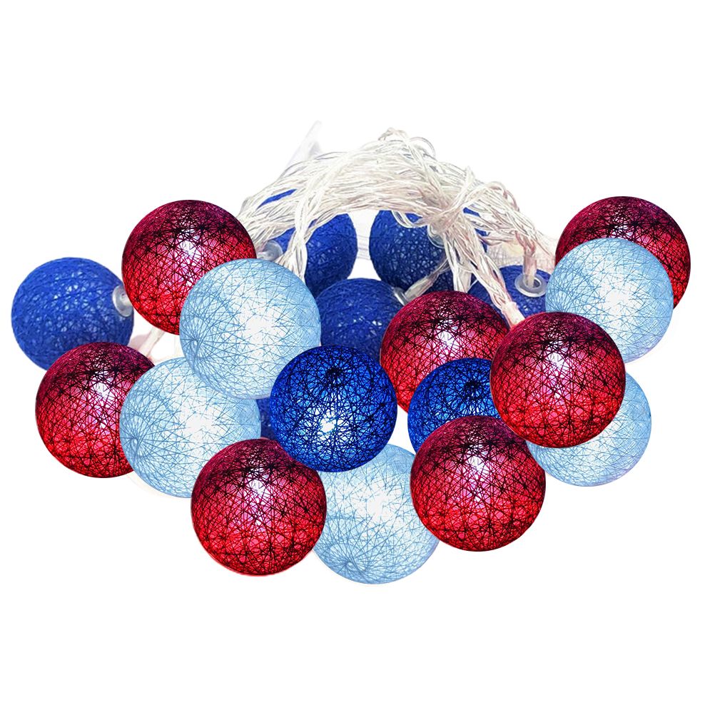 4th of July Decoration Lights 3 Meter 20 LED Independence Day String Lights with Red White Blue Balls Patriotic Patio Light for Patio Party Holiday Decor - Image 3