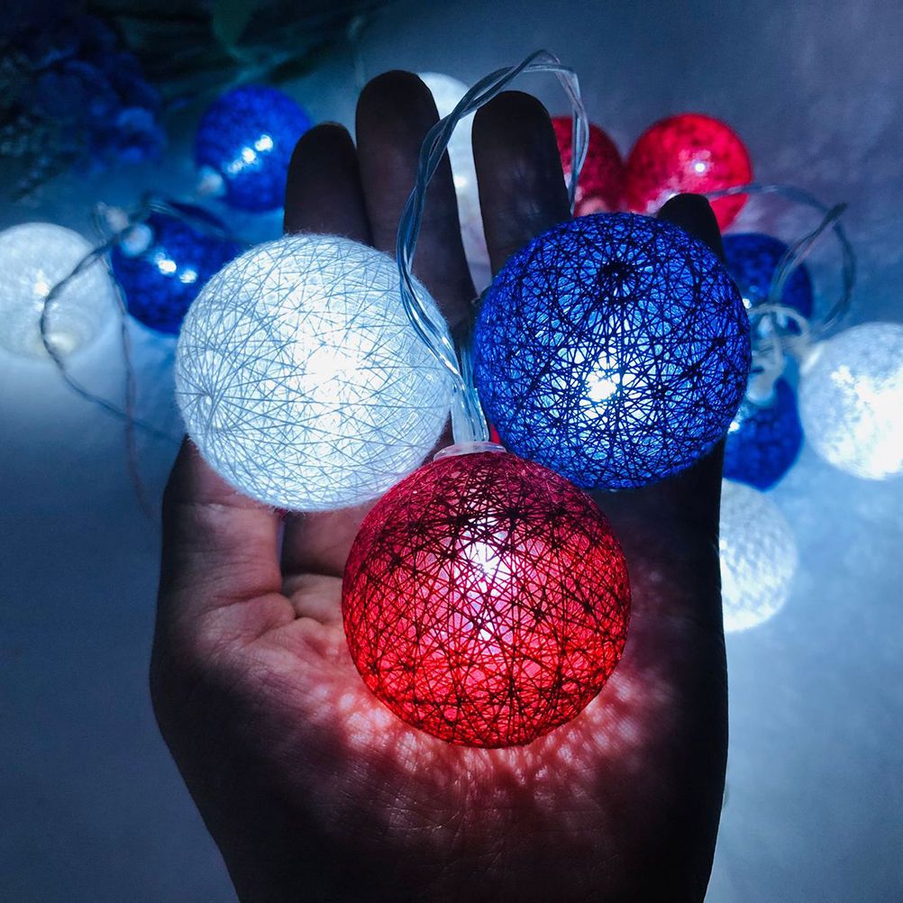 4th of July Decoration Lights 3 Meter 20 LED Independence Day String Lights with Red White Blue Balls Patriotic Patio Light for Patio Party Holiday Decor - Image 4