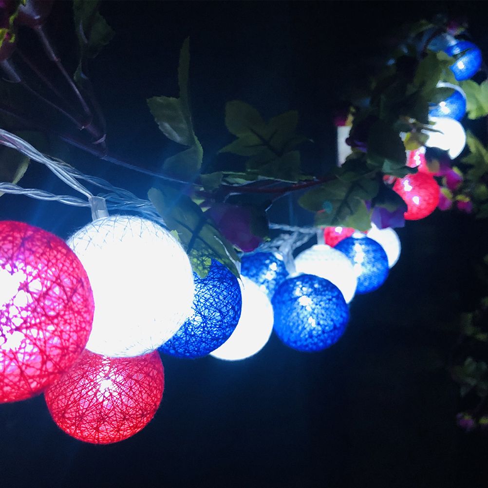 4th of July Decoration Lights 3 Meter 20 LED Independence Day String Lights with Red White Blue Balls Patriotic Patio Light for Patio Party Holiday Decor - Image 6