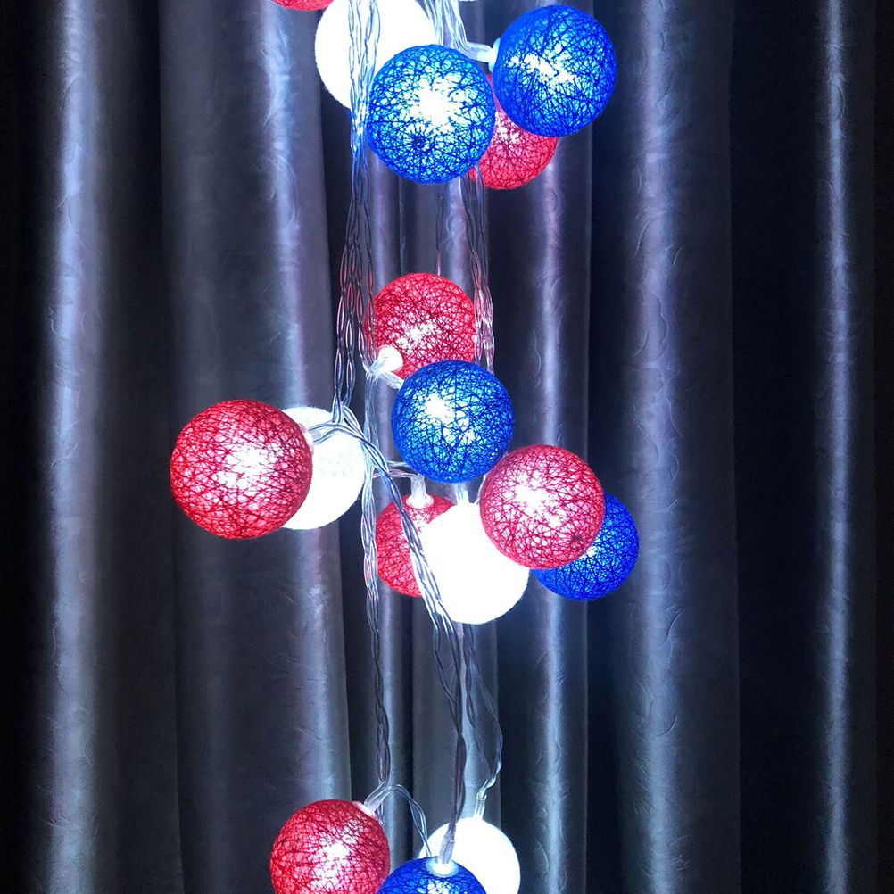 4th of July Decoration Lights 3 Meter 20 LED Independence Day String Lights with Red White Blue Balls Patriotic Patio Light for Patio Party Holiday Decor - Image 7