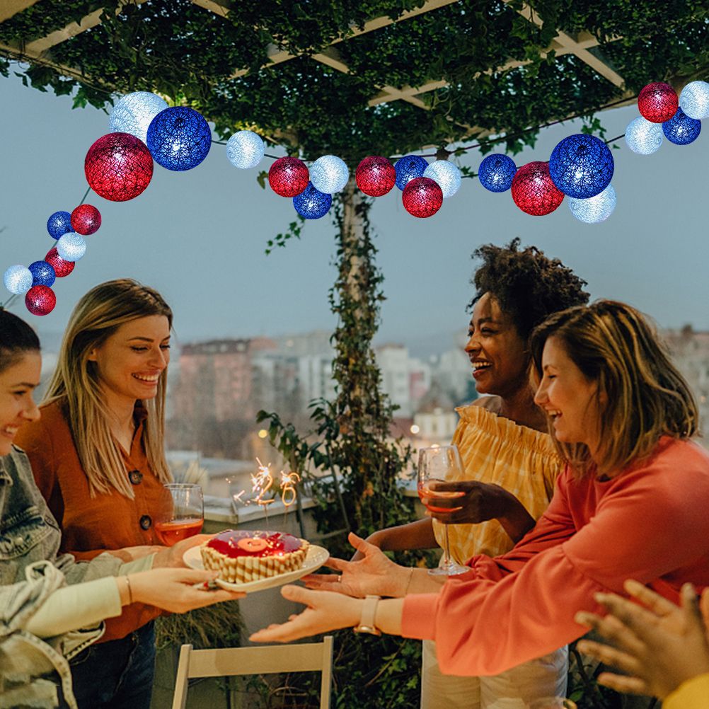 4th of July Decoration Lights 3 Meter 20 LED Independence Day String Lights with Red White Blue Balls Patriotic Patio Light for Patio Party Holiday Decor - Image 8