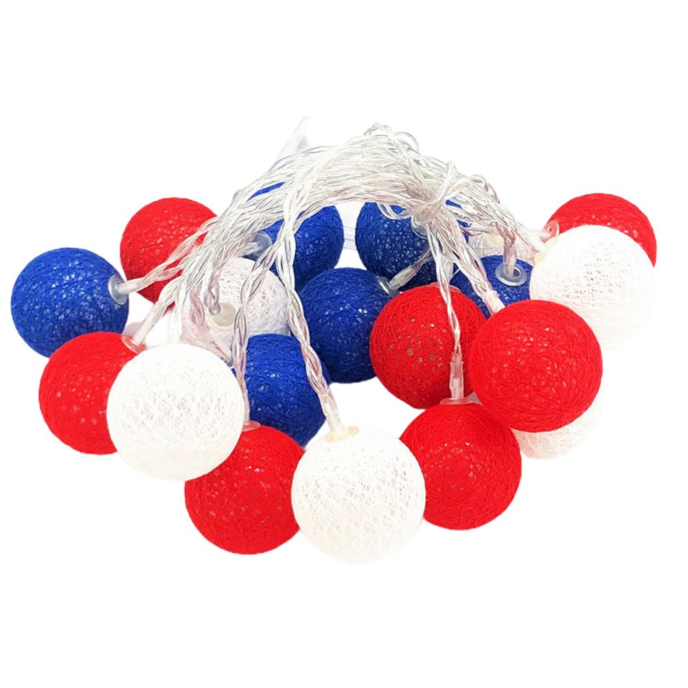 4th of July Decoration Lights 3 Meter 20 LED Independence Day String Lights with Red White Blue Balls Patriotic Patio Light for Patio Party Holiday Decor - Image 1