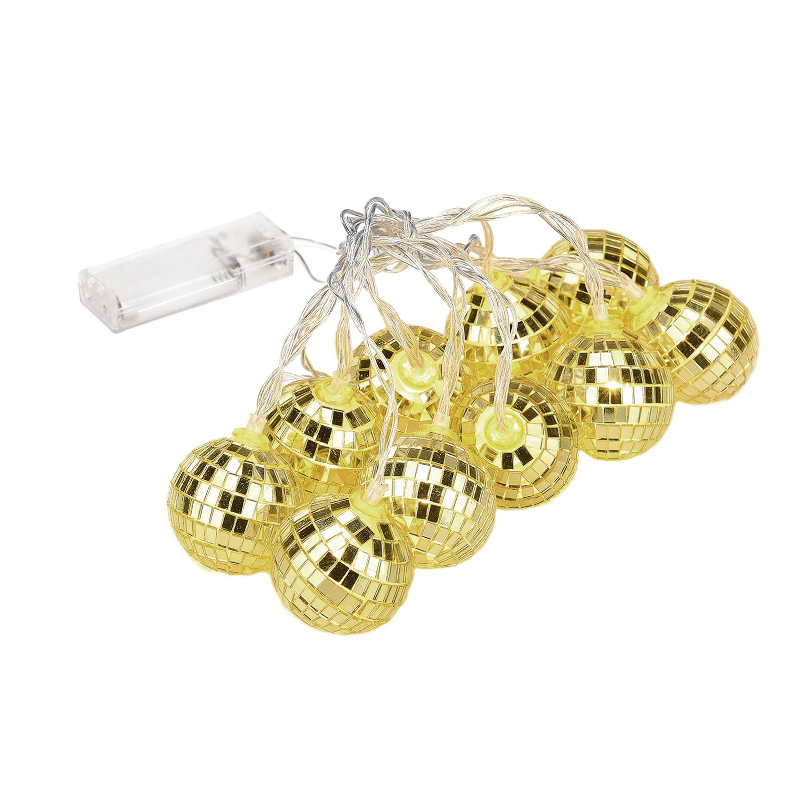 1.8m 10 Lights 5cm Golden Sphere Warm Light Mirror Light String Christmas Lights String Christmas Tree Decoration - Image 2