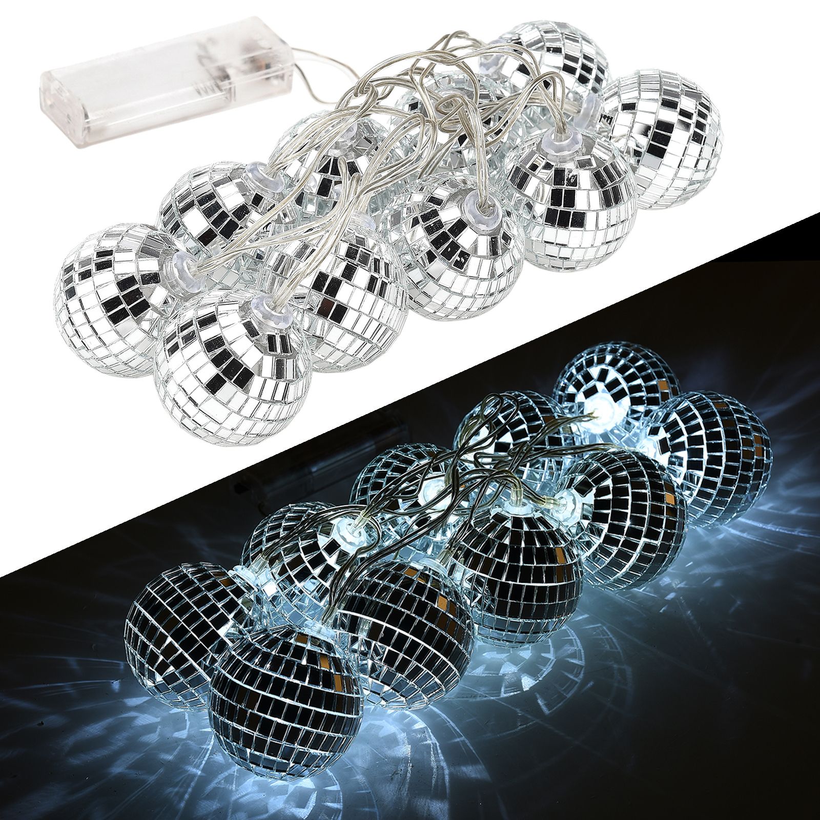 1.8m 10 Lights 5cm Golden Sphere Warm Light Mirror Light String Christmas Lights String Christmas Tree Decoration - Image 3