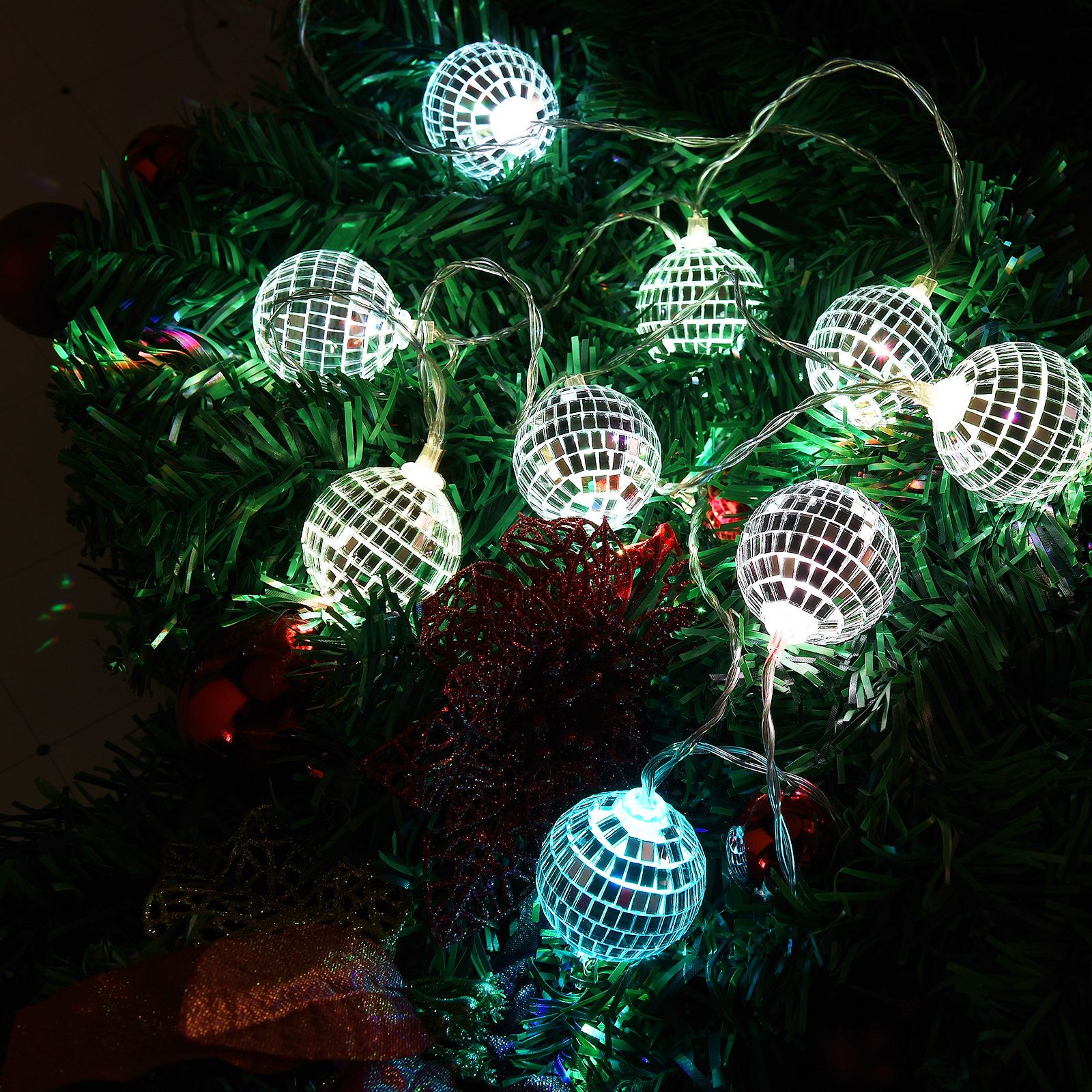 1.8m 10 Lights 5cm Golden Sphere Warm Light Mirror Light String Christmas Lights String Christmas Tree Decoration - Image 7