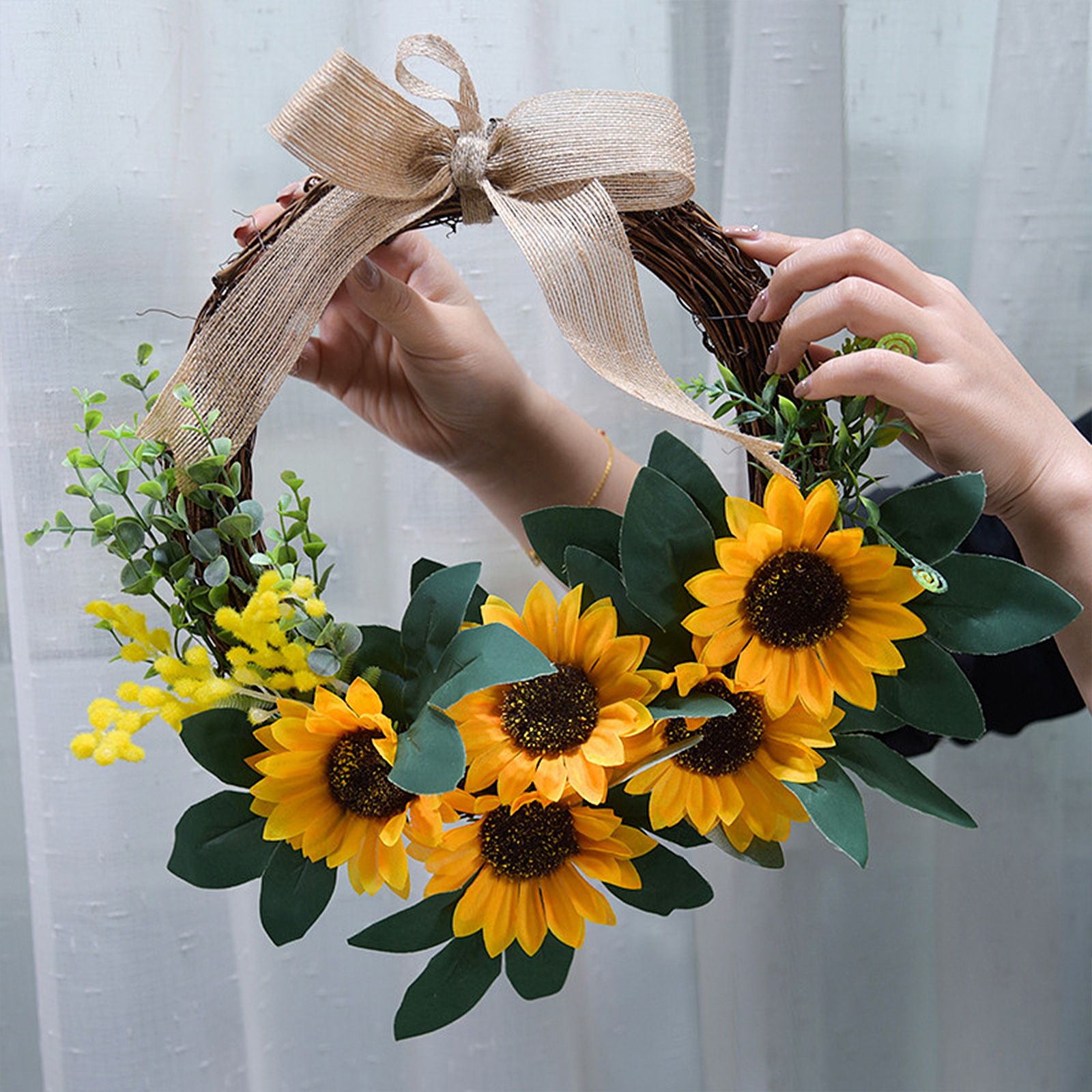 Simulation Sunflower Wreath Home Wedding Decoration Rattan Artificial Wreath - Image 2
