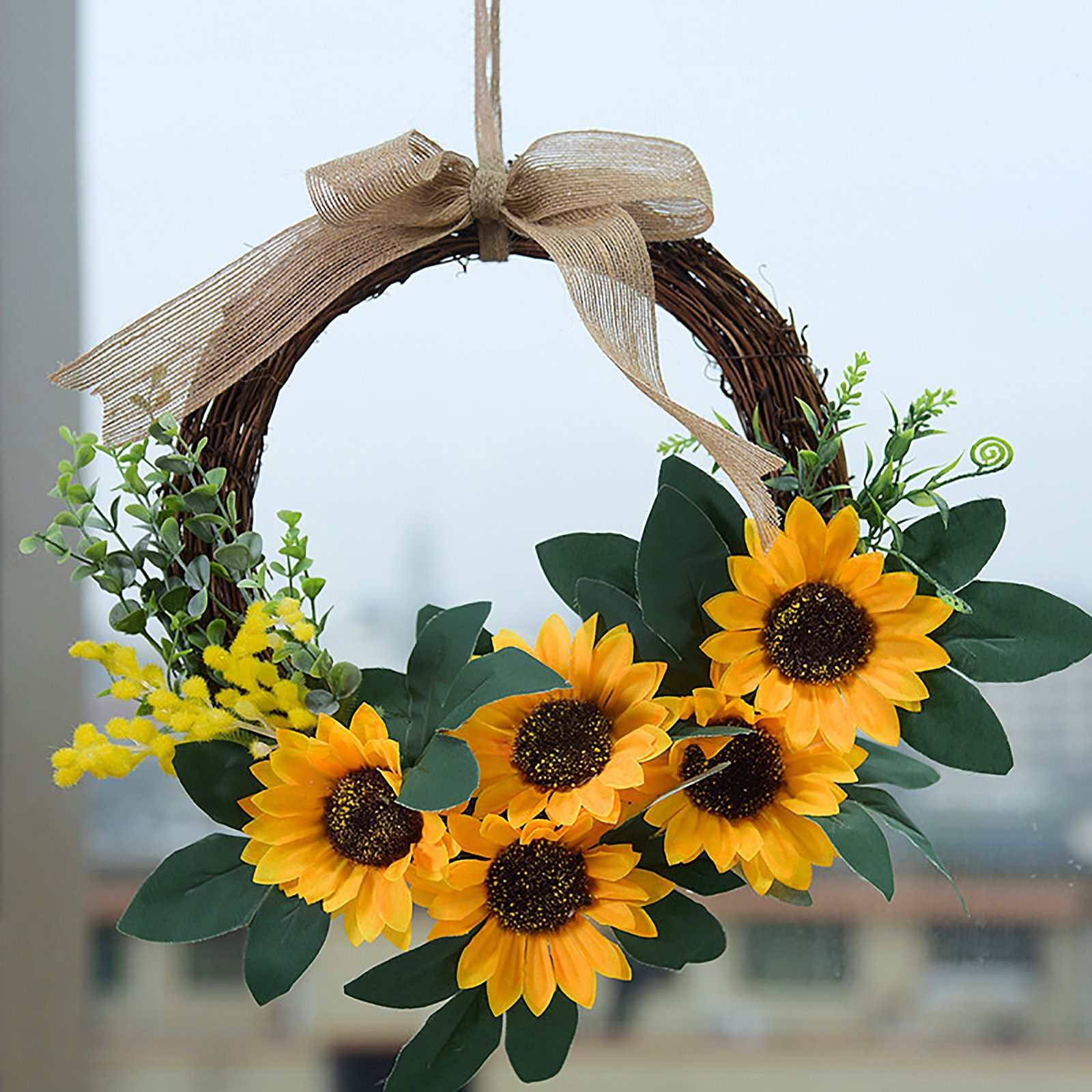 Simulation Sunflower Wreath Home Wedding Decoration Rattan Artificial Wreath - Image 6