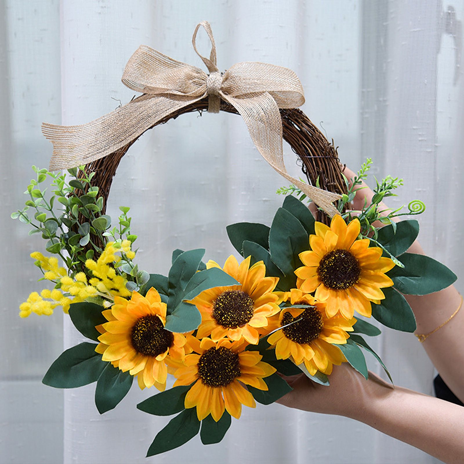 Simulation Sunflower Wreath Home Wedding Decoration Rattan Artificial Wreath - Image 7