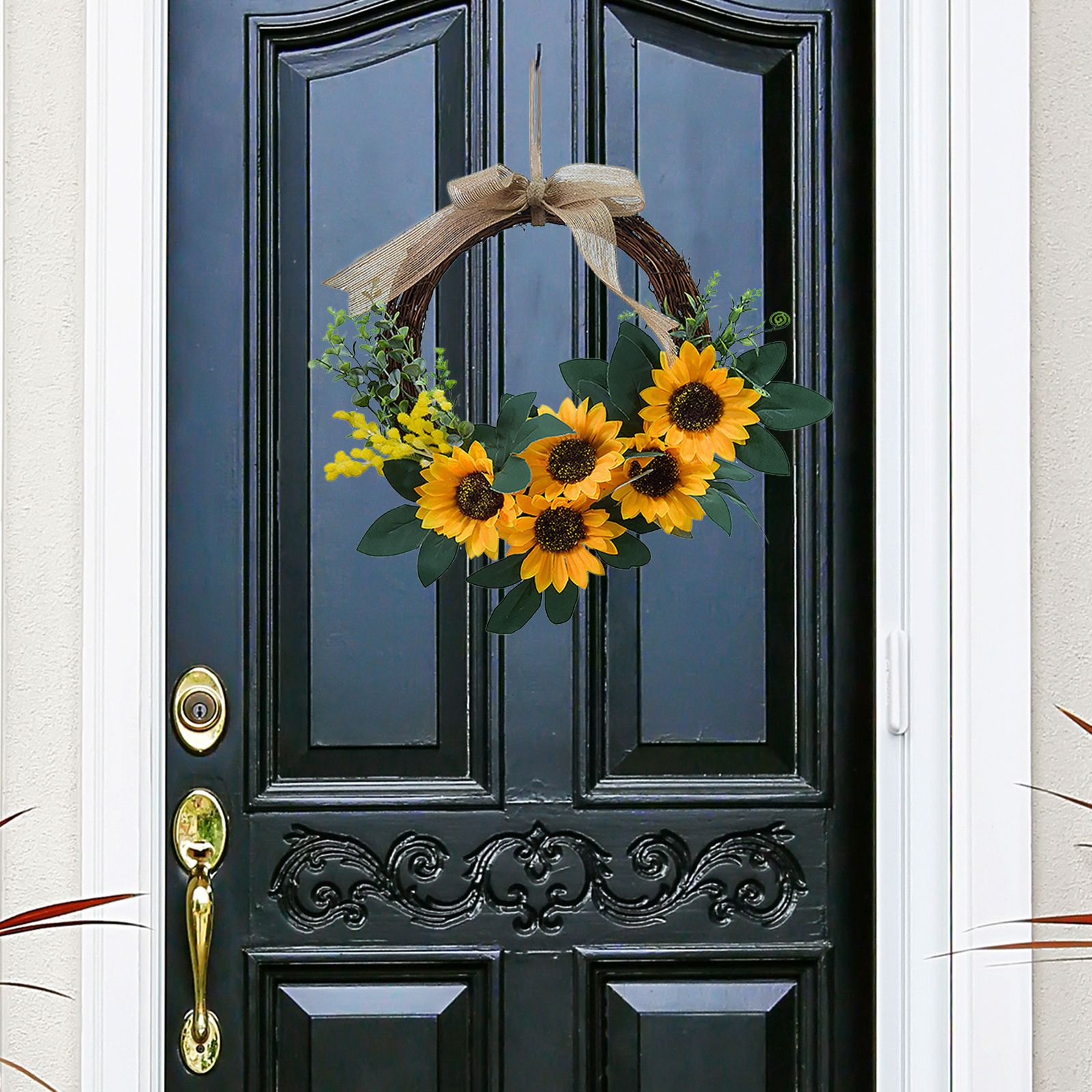 Simulation Sunflower Wreath Home Wedding Decoration Rattan Artificial Wreath - Image 8