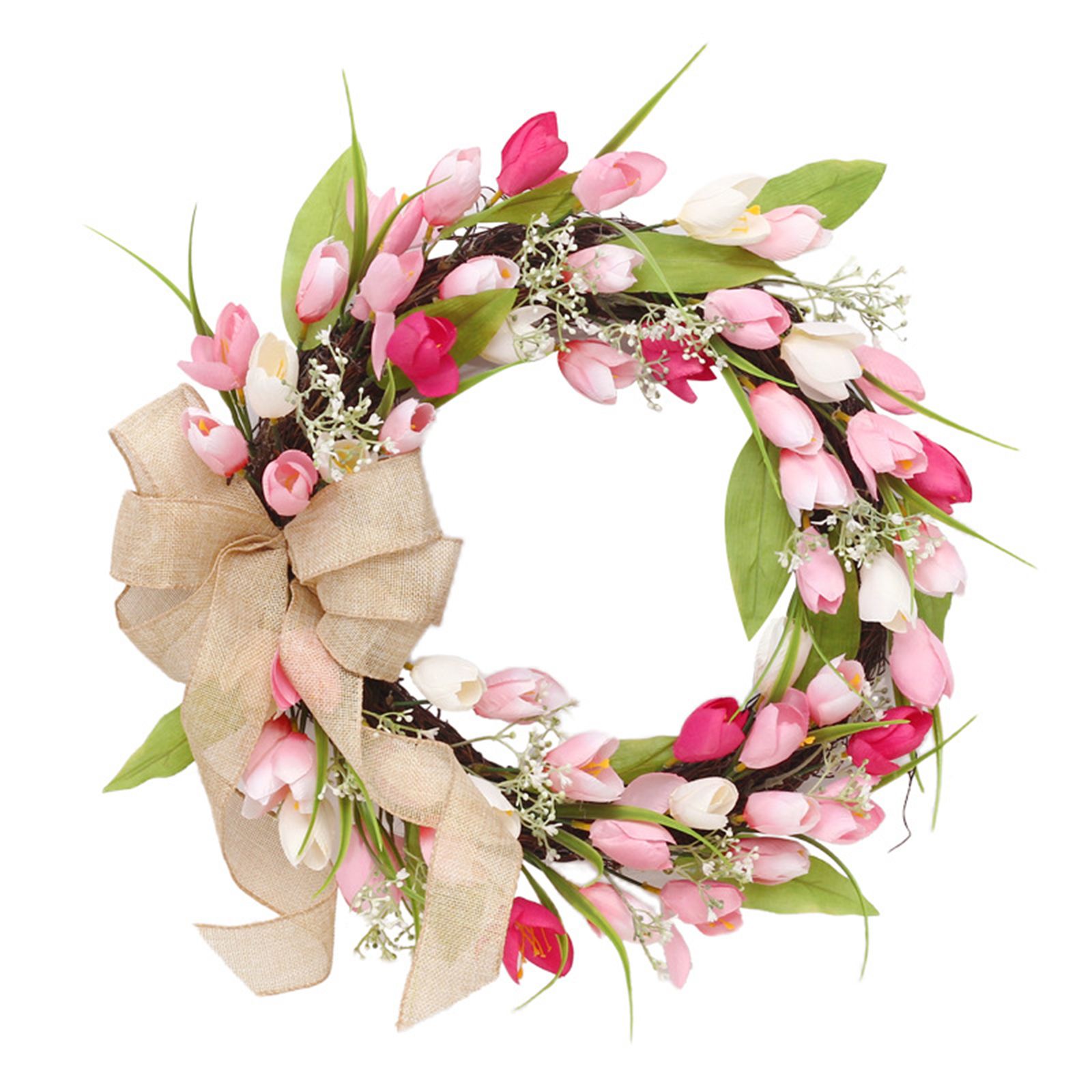 Tulip Wreath Tulip Decorative Wreath Artificial Tulip Wreath Decorative Flower Wreath - Image 1