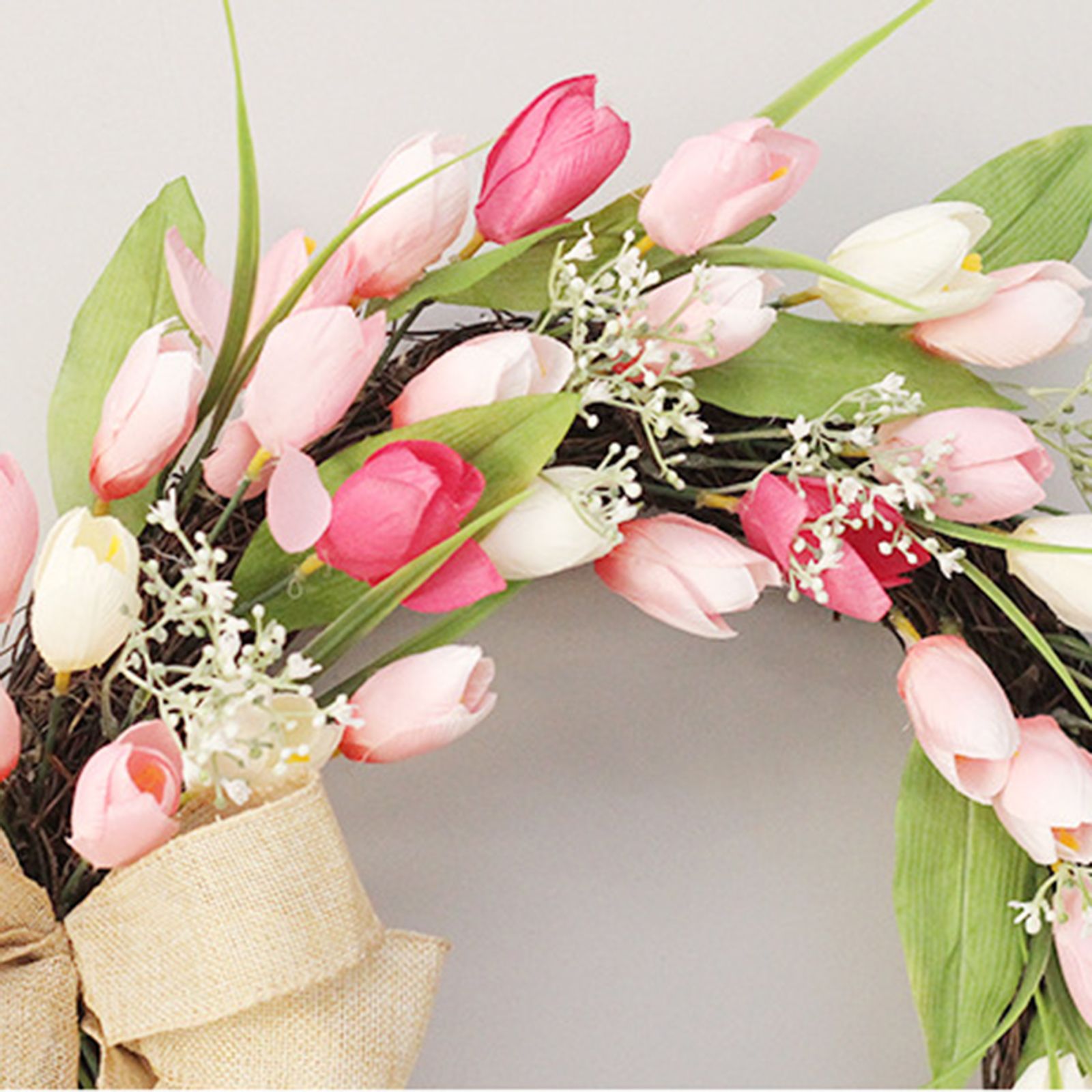 Tulip Wreath Tulip Decorative Wreath Artificial Tulip Wreath Decorative Flower Wreath - Image 3