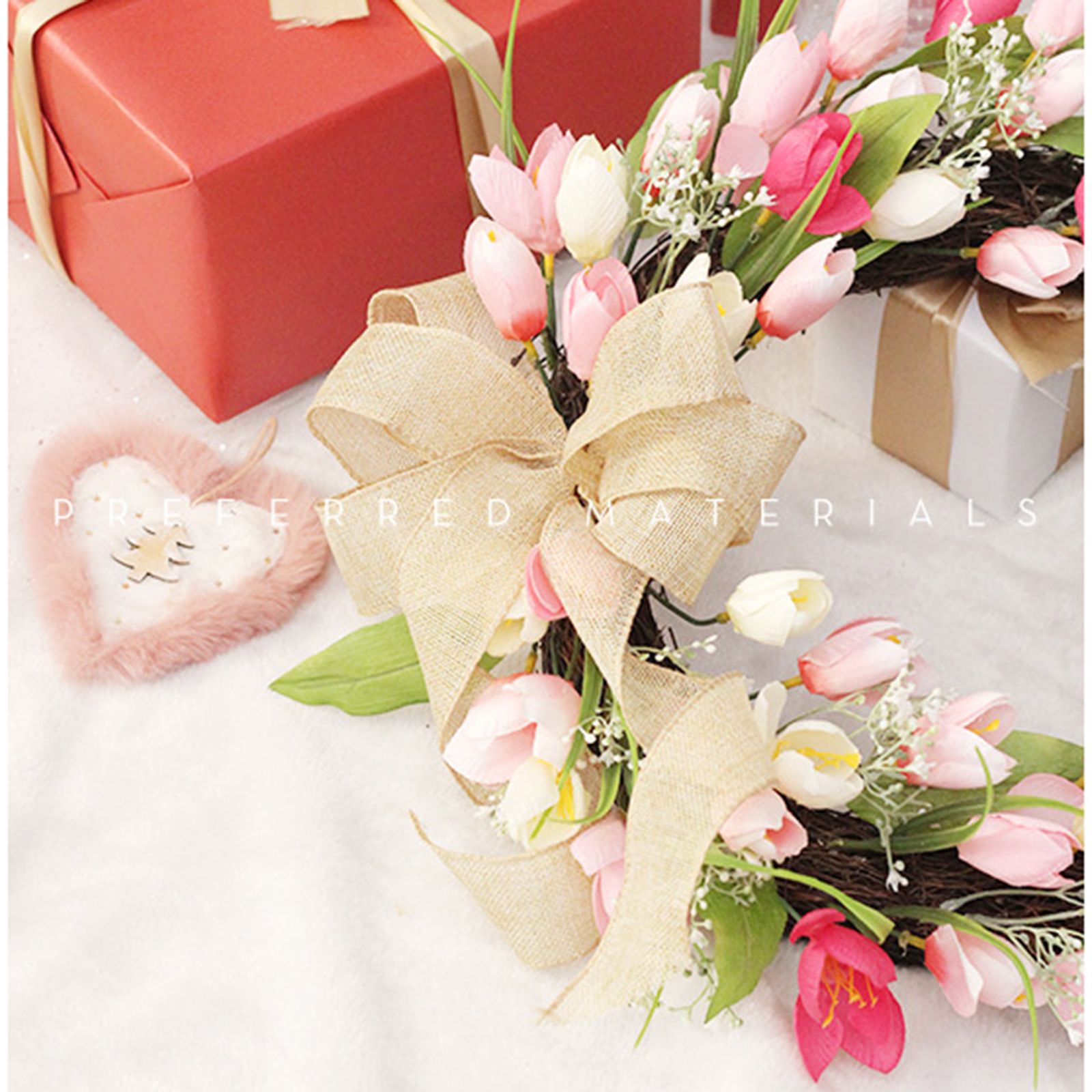 Tulip Wreath Tulip Decorative Wreath Artificial Tulip Wreath Decorative Flower Wreath - Image 4