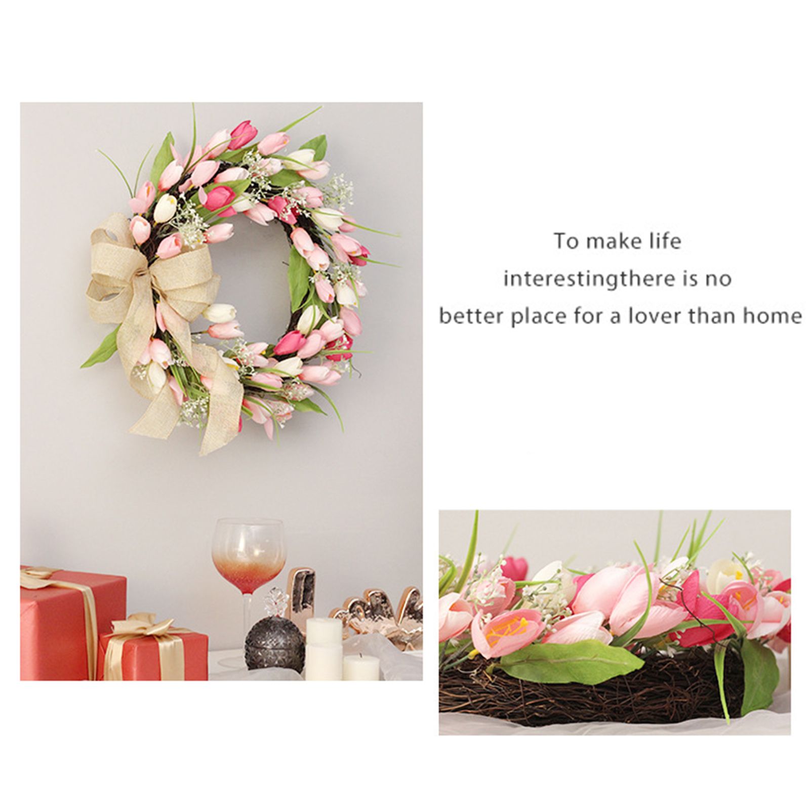 Tulip Wreath Tulip Decorative Wreath Artificial Tulip Wreath Decorative Flower Wreath - Image 5